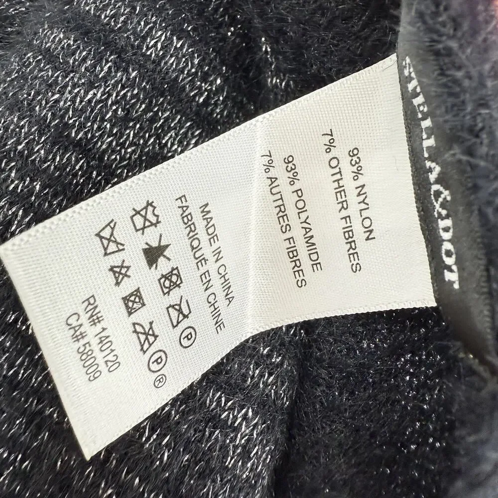 Stella & Dot Kaci Versatile 2-in-1 Scarf Wrap Knit Soft Black Metallic